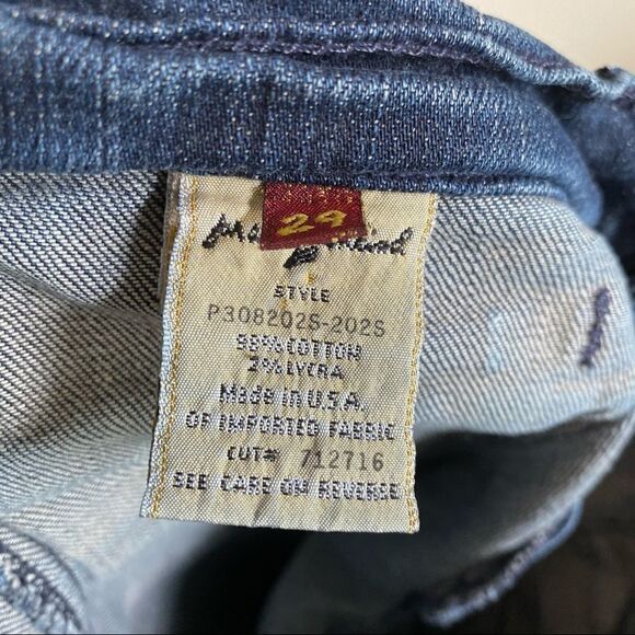 7 For All Mankind Dark Wash Low Rise Crop Straight Leg Stretch Jeans 29 Y2K - Picture 6 of 7